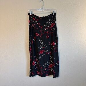 Floral Black Midi Skirt